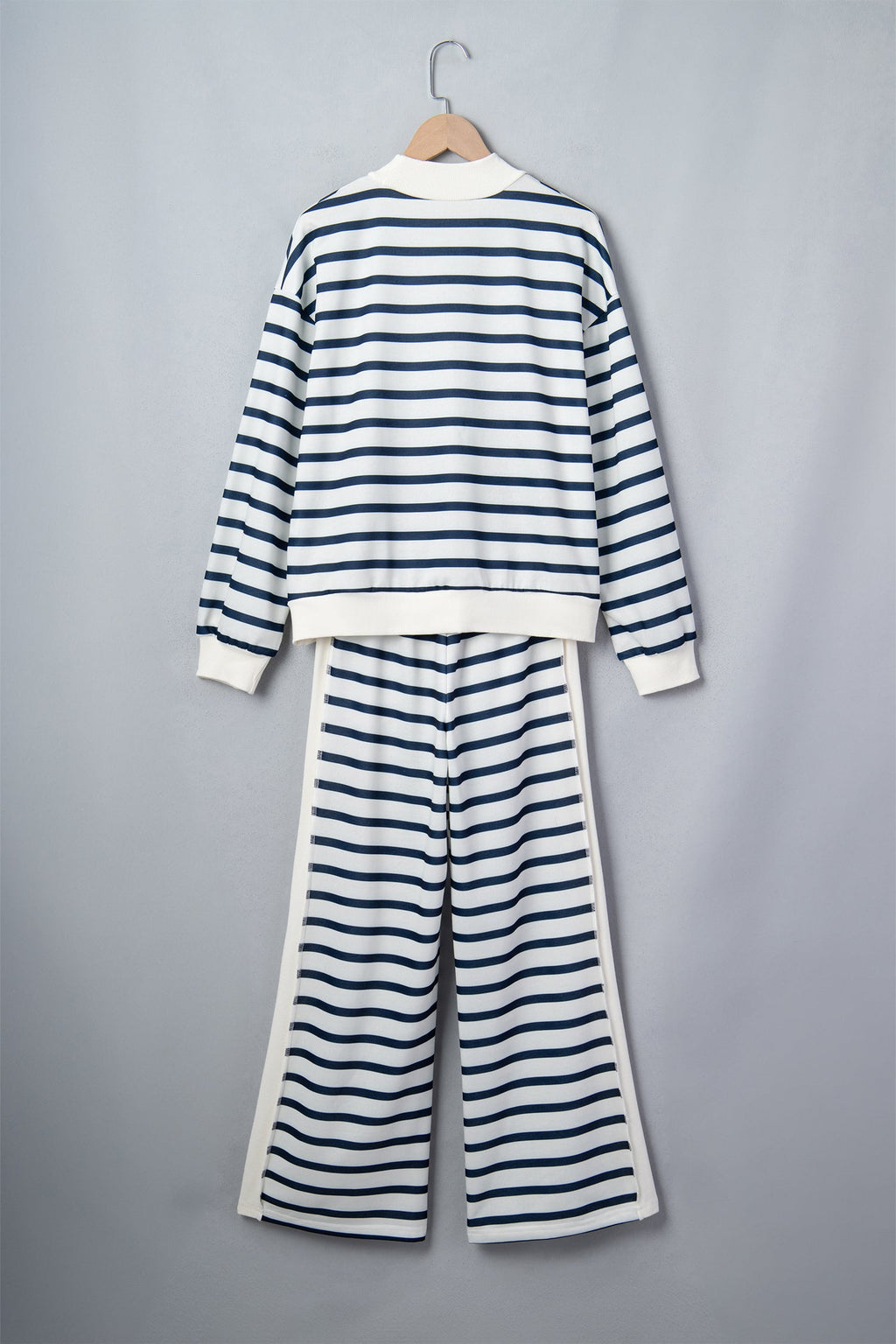 Stripe Mock Neck Top & Reverse Seam Pants Set