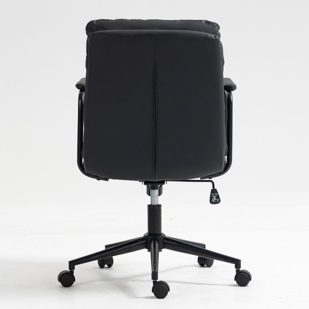 Office Chair, Mid Back Home Office Desk Task Chair With Wheels And Arms Ergonomic Computer Rolling Swivel Chair With Padded Armrest