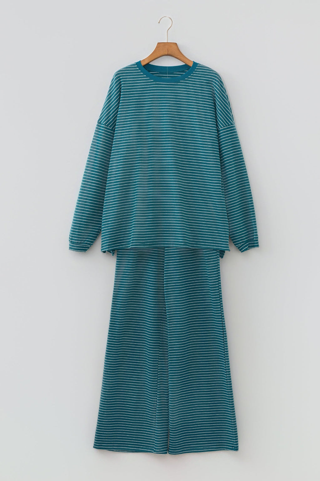 Stripe Drop Shoulder Long Sleeve Top & Pants Set