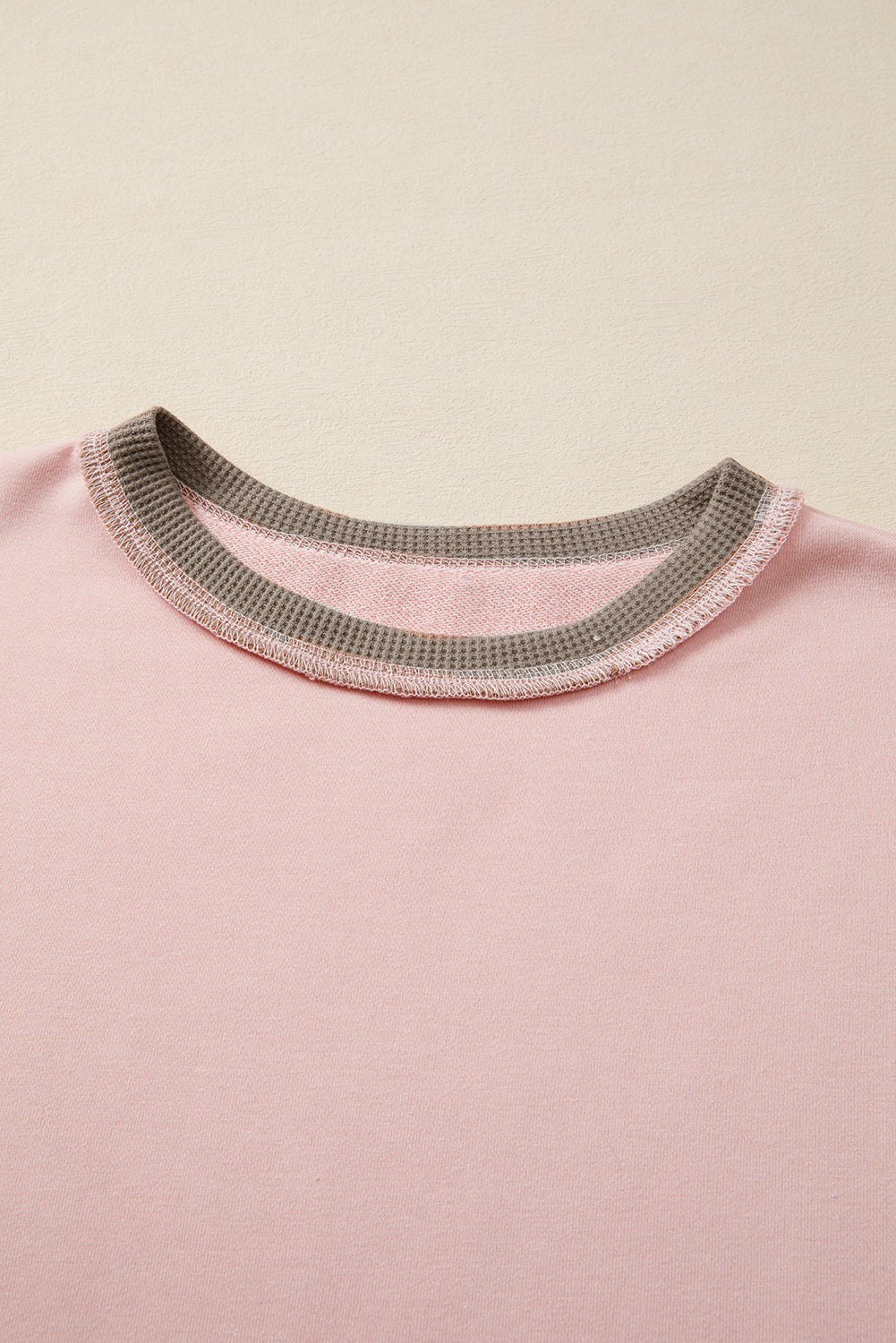 Colorblock Waffle Knit Patchwork Reverse Seam Oversize Sweatshirt