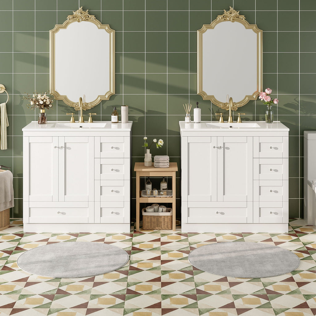 Shaker Free Standing Bathroom Vanity Cabinet & Sink, Soft Close Drawers, Soft Close Doors