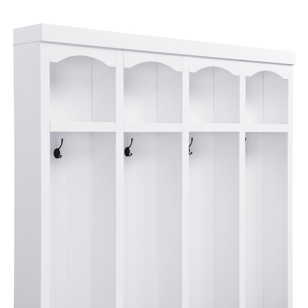 Entryway Hall Tree With Bench, 4 Hooks & Open Storage Space