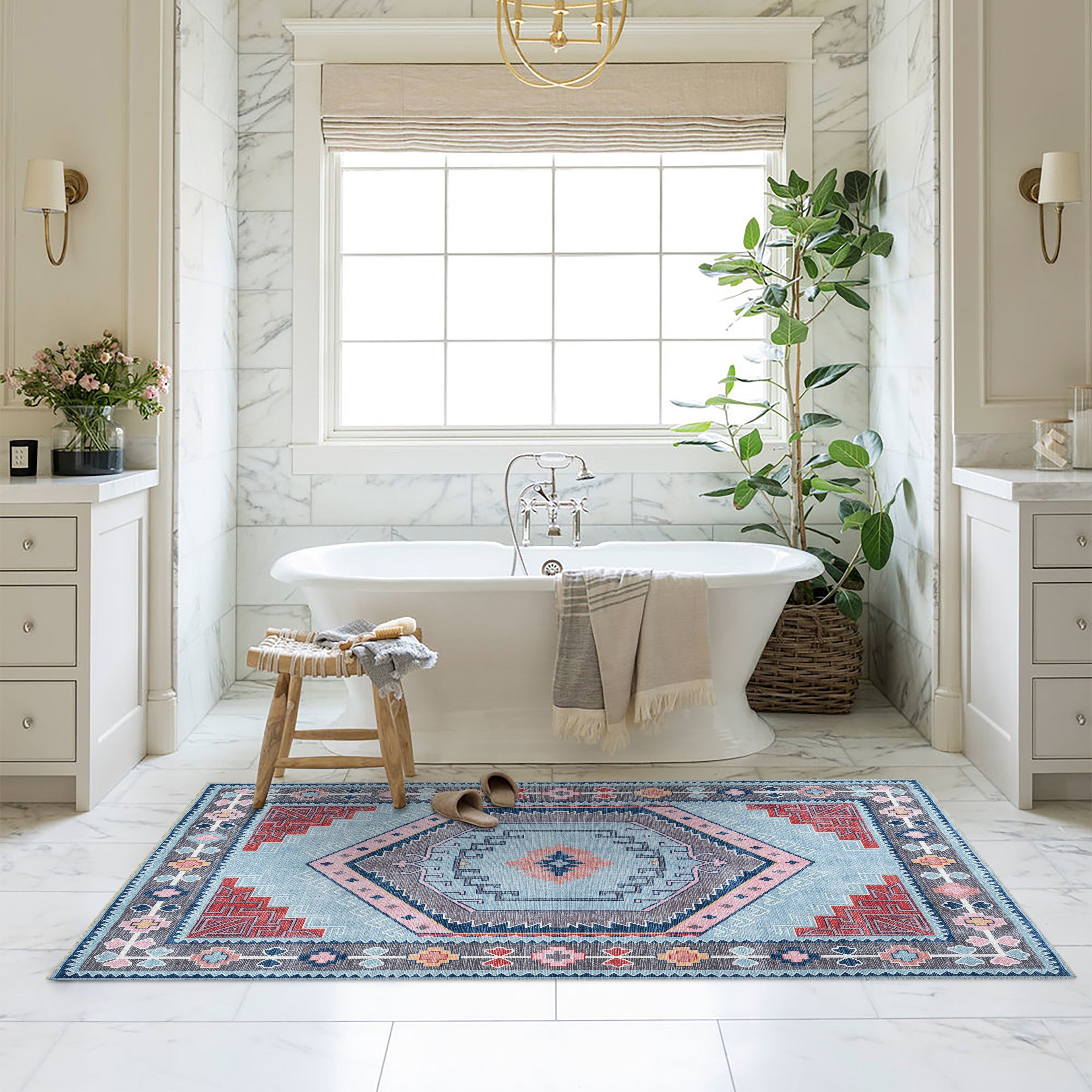 Leena Blue Colorful Aesthetic Oushak Rug