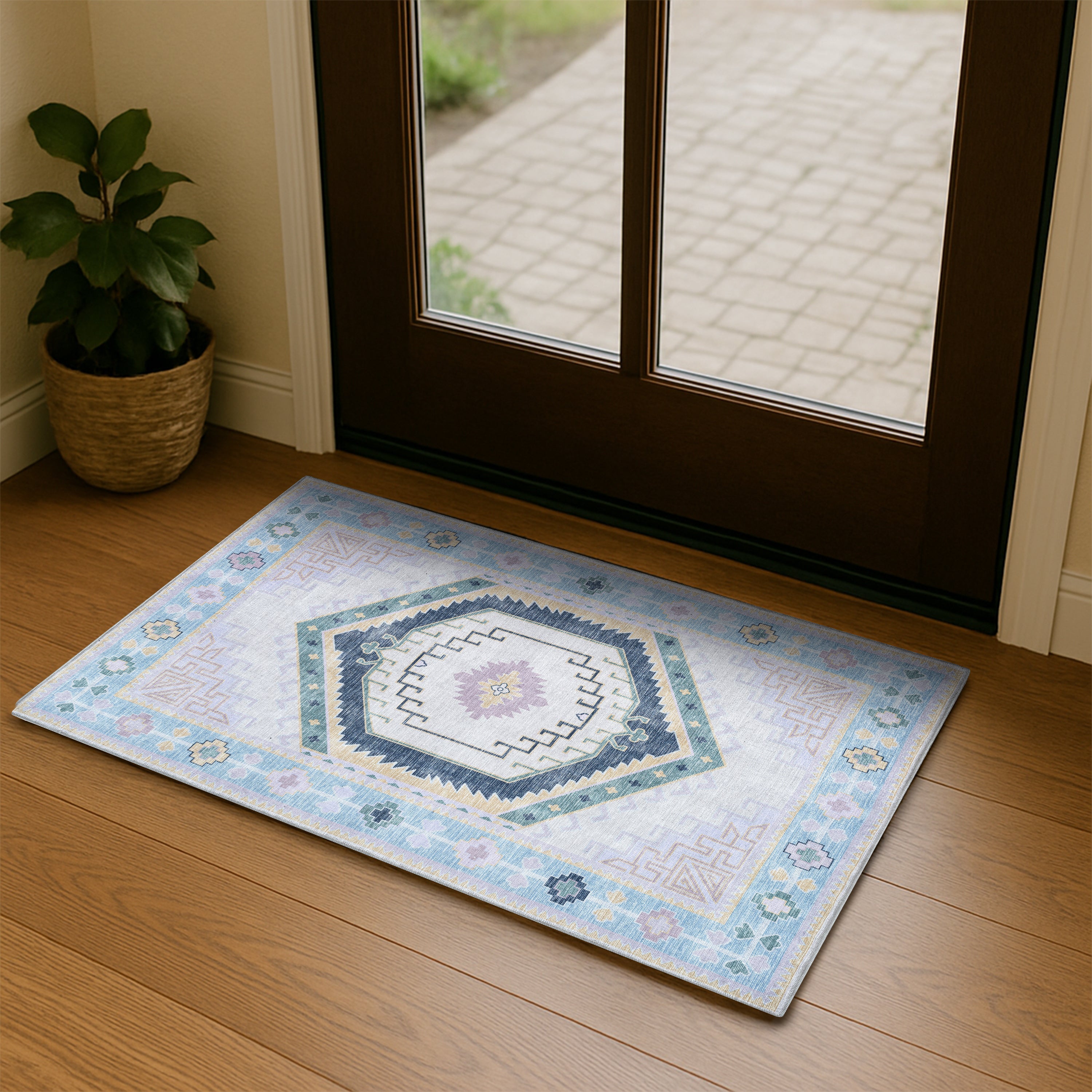 Averill Lavender, Pink & Blue Modern Oushak Rug