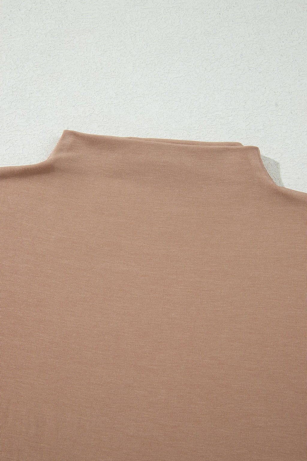 Solid Ribbed Knit Mock Neck Long Sleeve Top