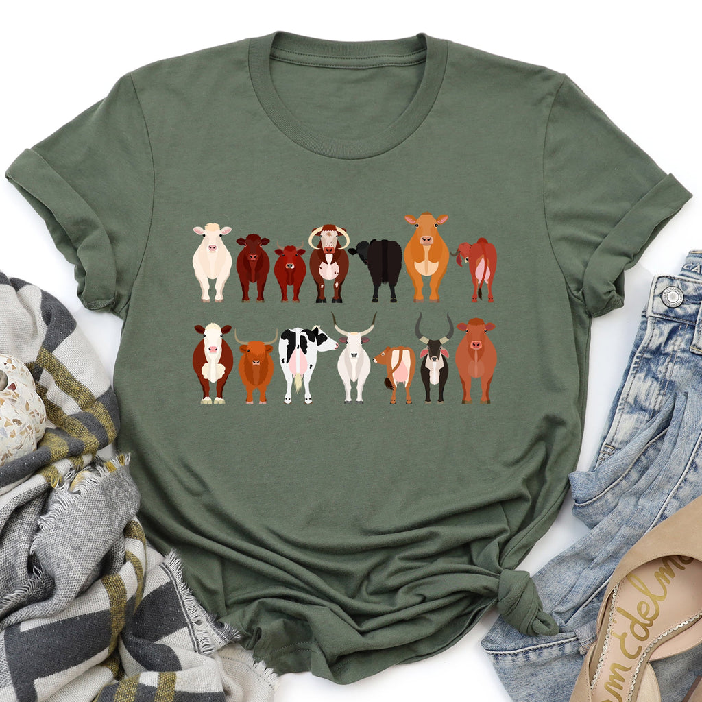 Cow Lovers Farm Animal Illustration Breeds Edition Collection Premium Graphic Tee