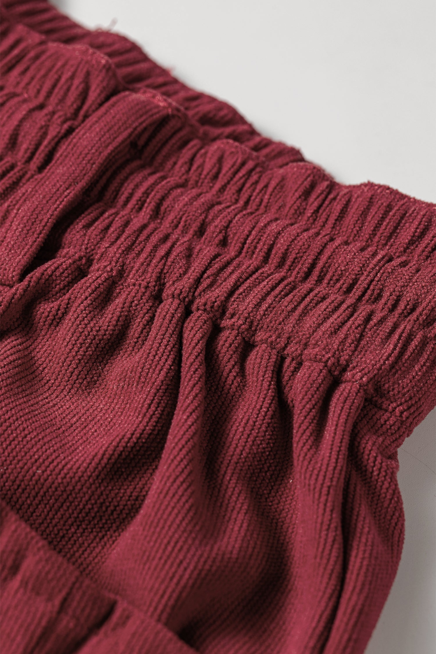 Corduroy Drawstring Waist Pleated Straight Leg Pants