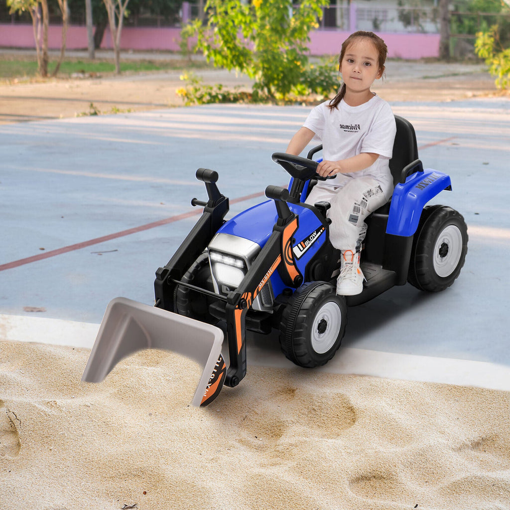 12V Battery Powered Kids Excavator with Adjustable Arm - Blue