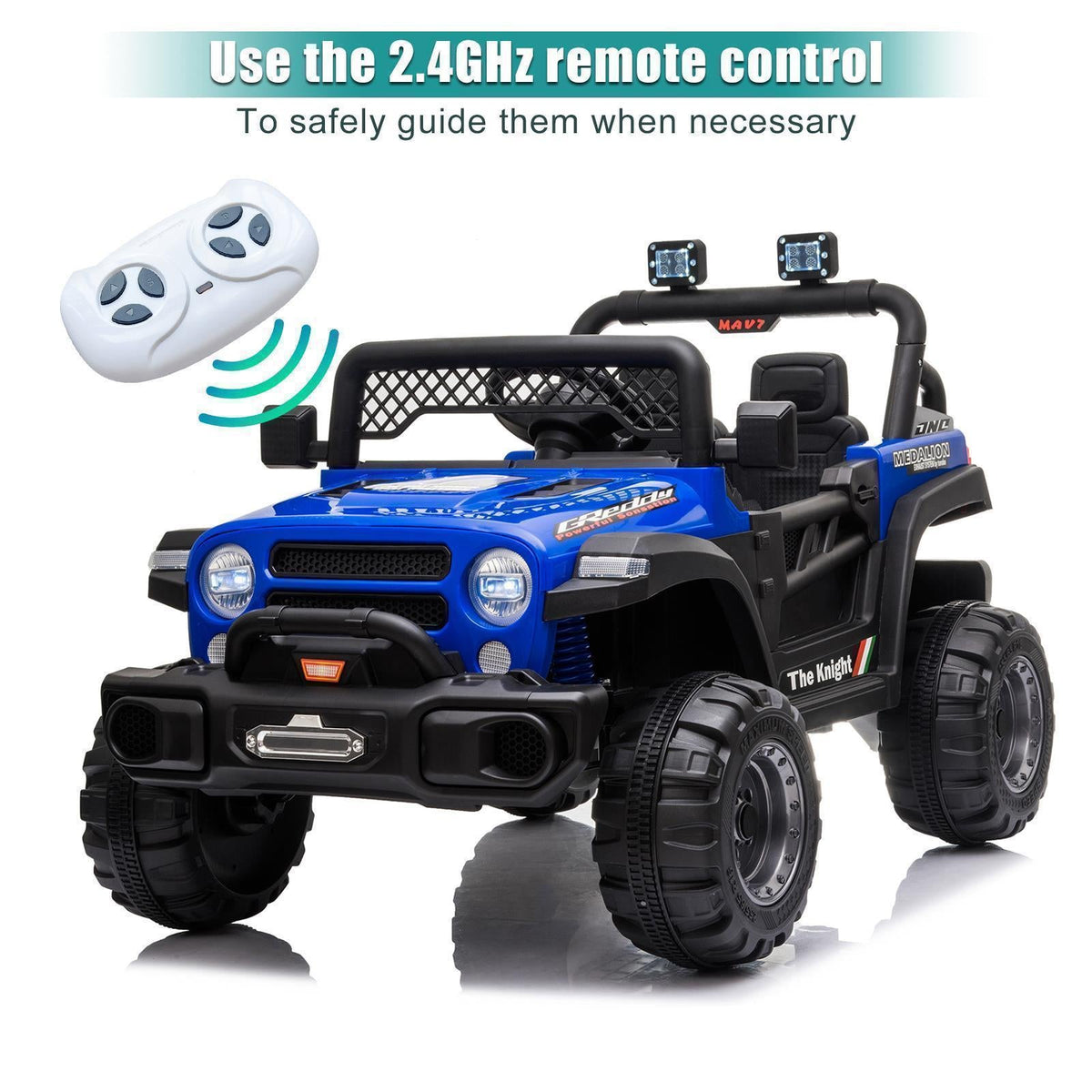 12V Battery Powered Ride On Truck with 2 Front LED Lights - Perfect Gift for Kids