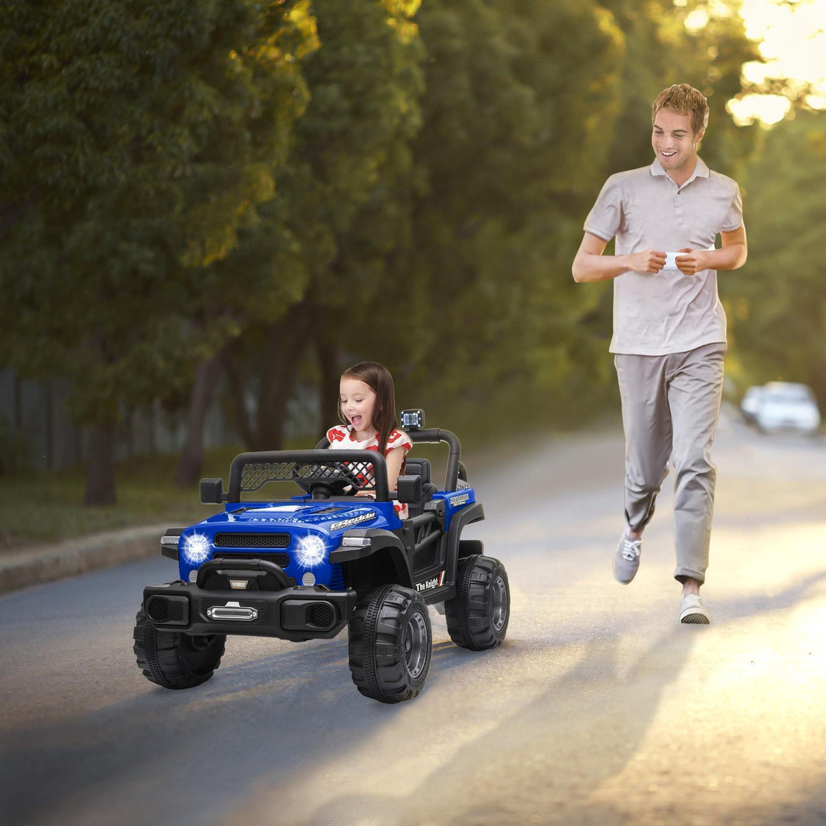 12V Battery Powered Ride On Truck with 2 Front LED Lights - Perfect Gift for Kids