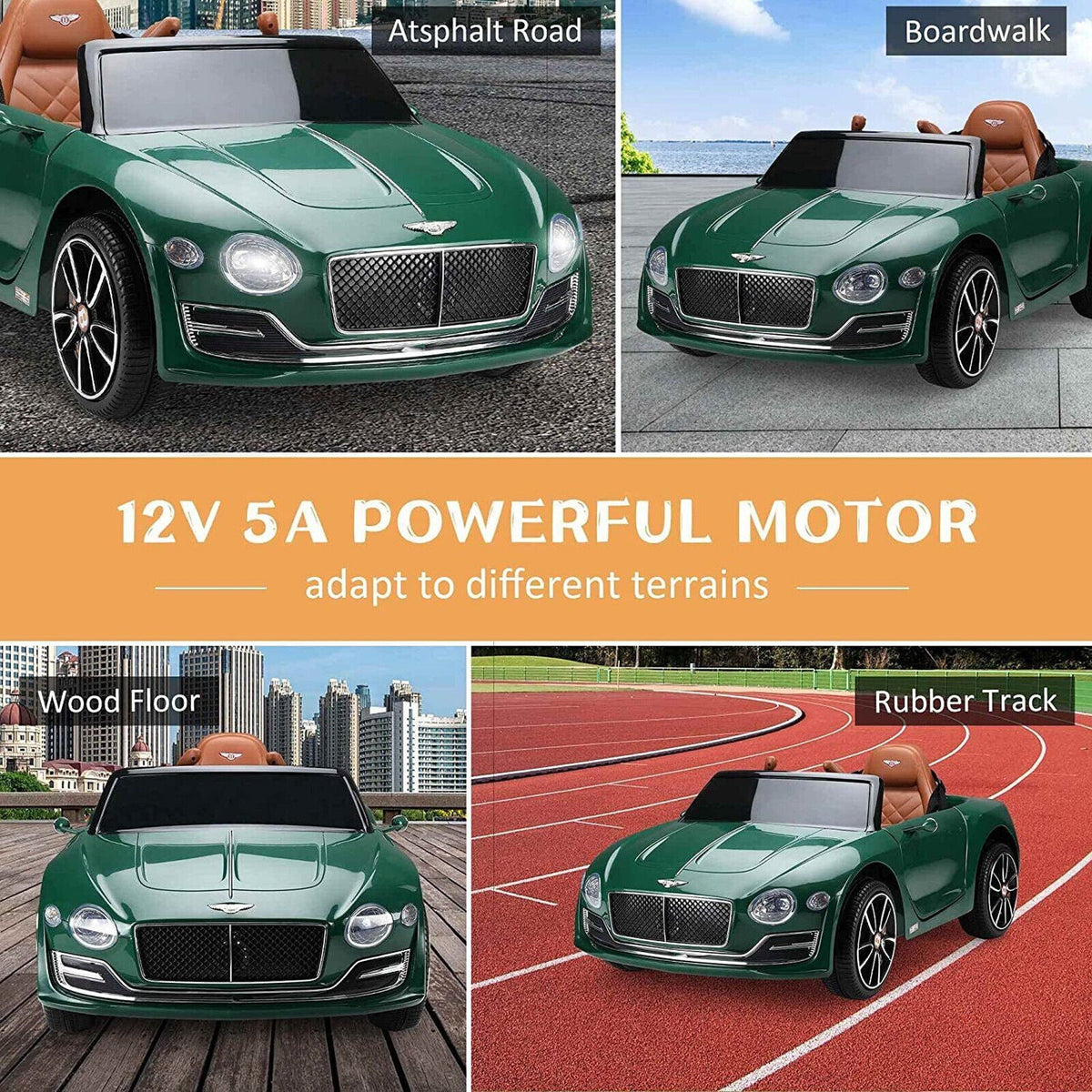 12V Bentley Style Kids Ride On Electric Toy Car with Remote Control and LED Lights