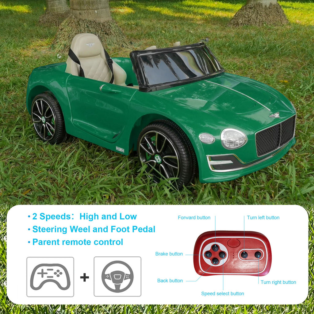 12V Electric Bentley Style Ride On Car for Kids with Remote Control and AUX