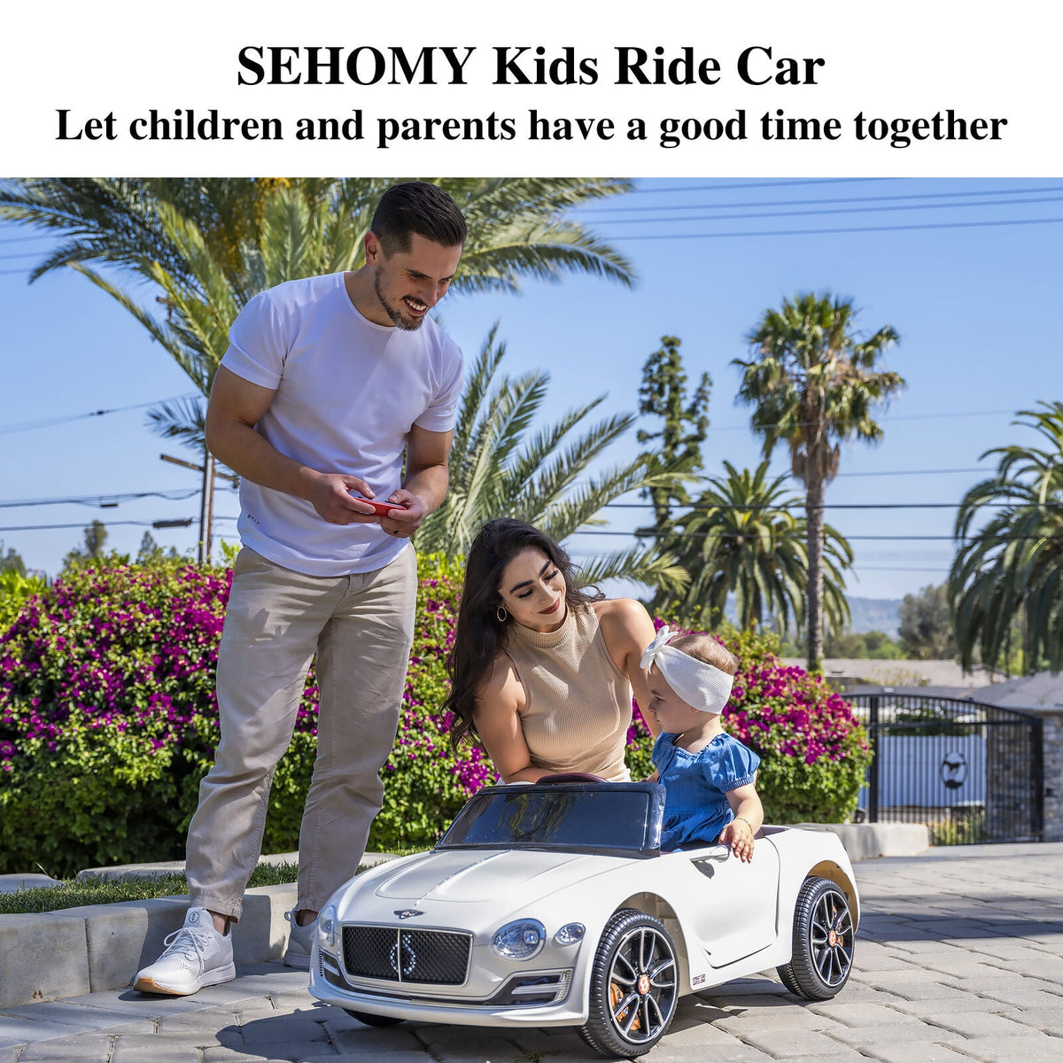 Licensed Bentley Style 12V Electric Ride On Car for Kids with LED Remote Control