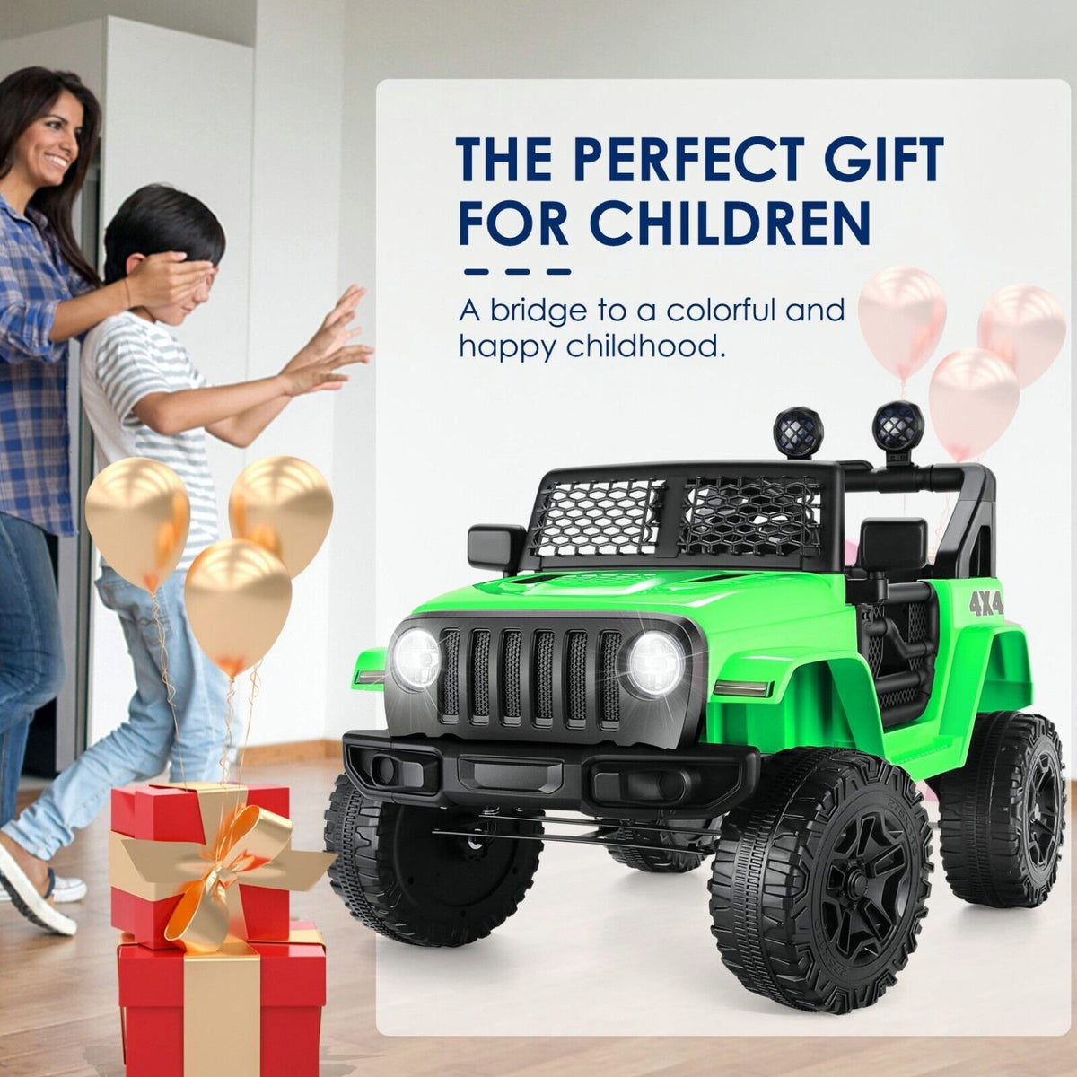 12V Electric Ride-On Car for Kids with Remote Control and 3-Speed Motor