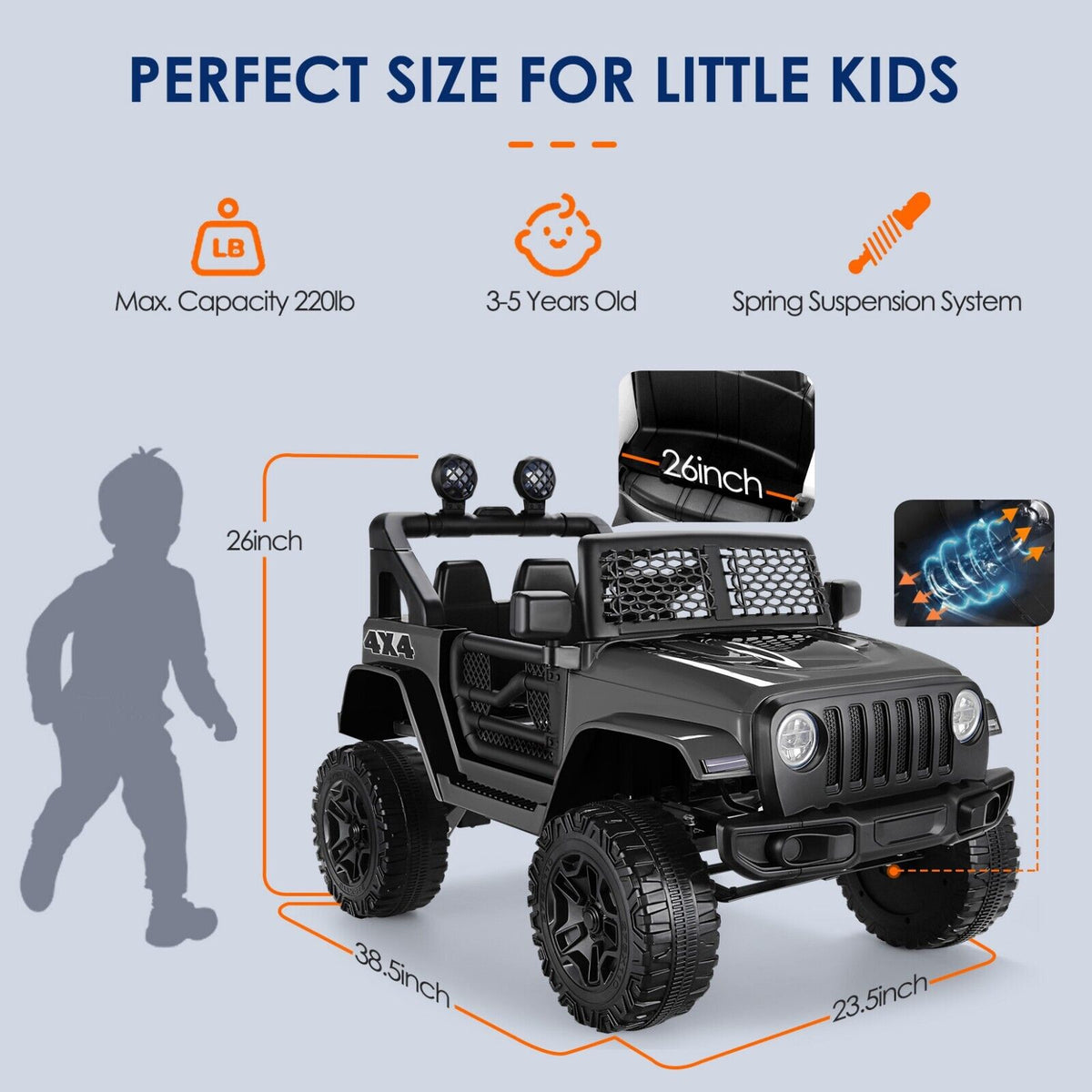 12V Electric Ride-On Car for Kids with Remote Control and LED Lights