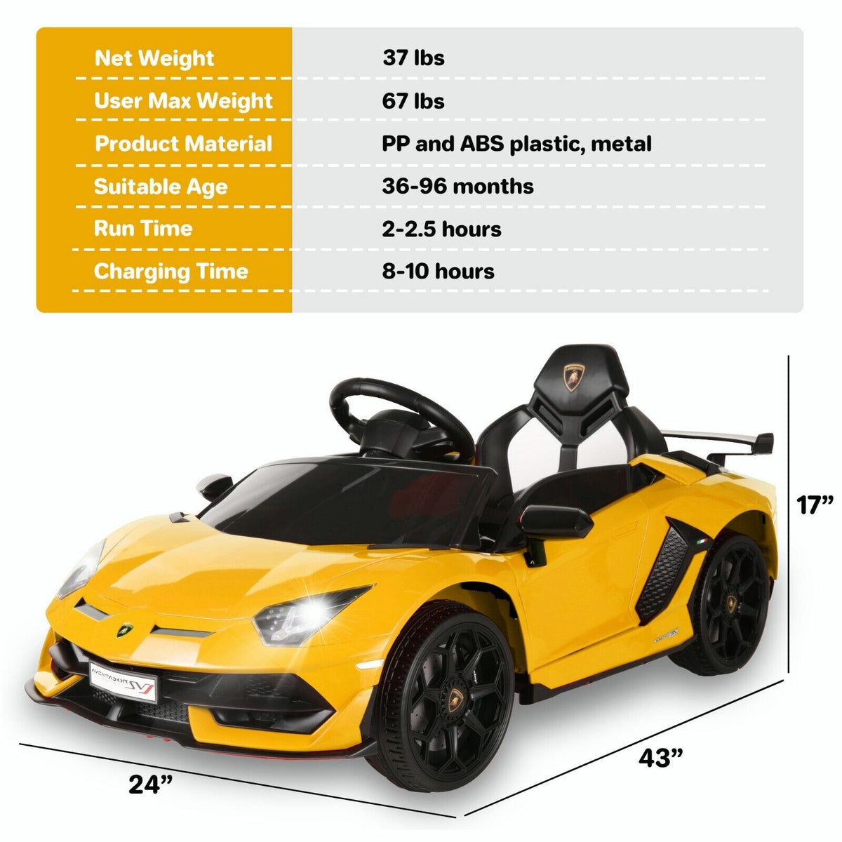 12V Electric Ride-On Car for Kids with Remote Control, MP3 Player, and LED Lights - Perfect Gift Toy