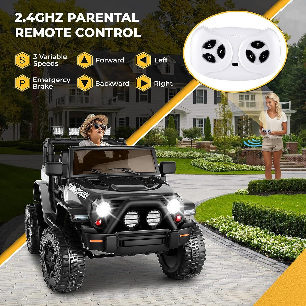 12V Electric Truck Toy for Kids with Spring Suspension & Remote Control
