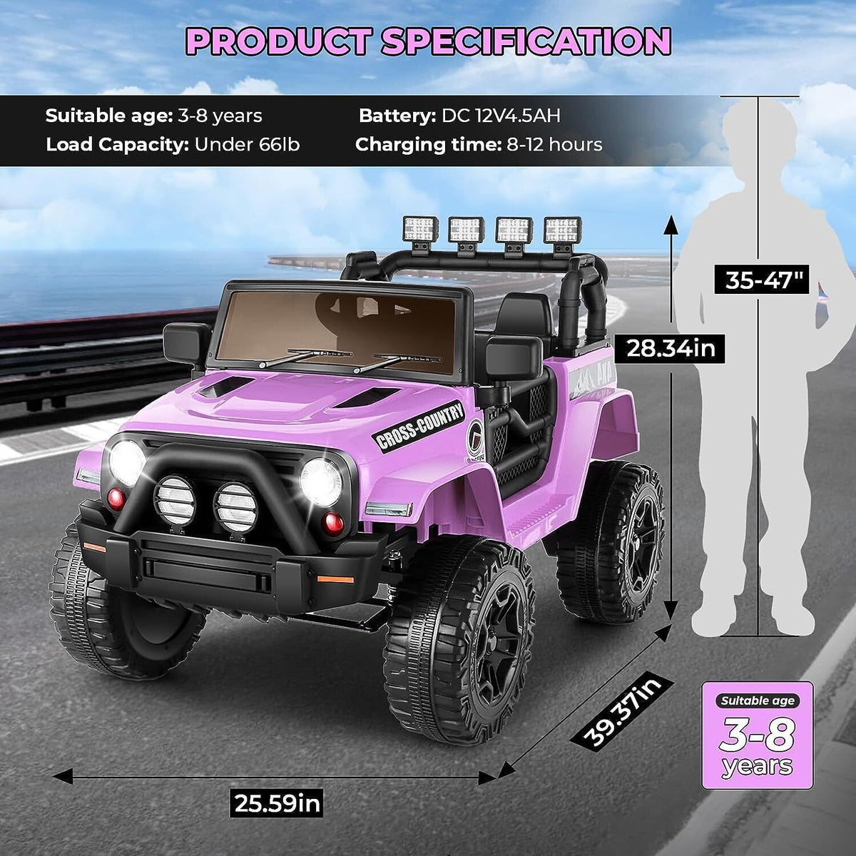 12V Electric Truck Toy for Kids with Spring Suspension & Remote Control