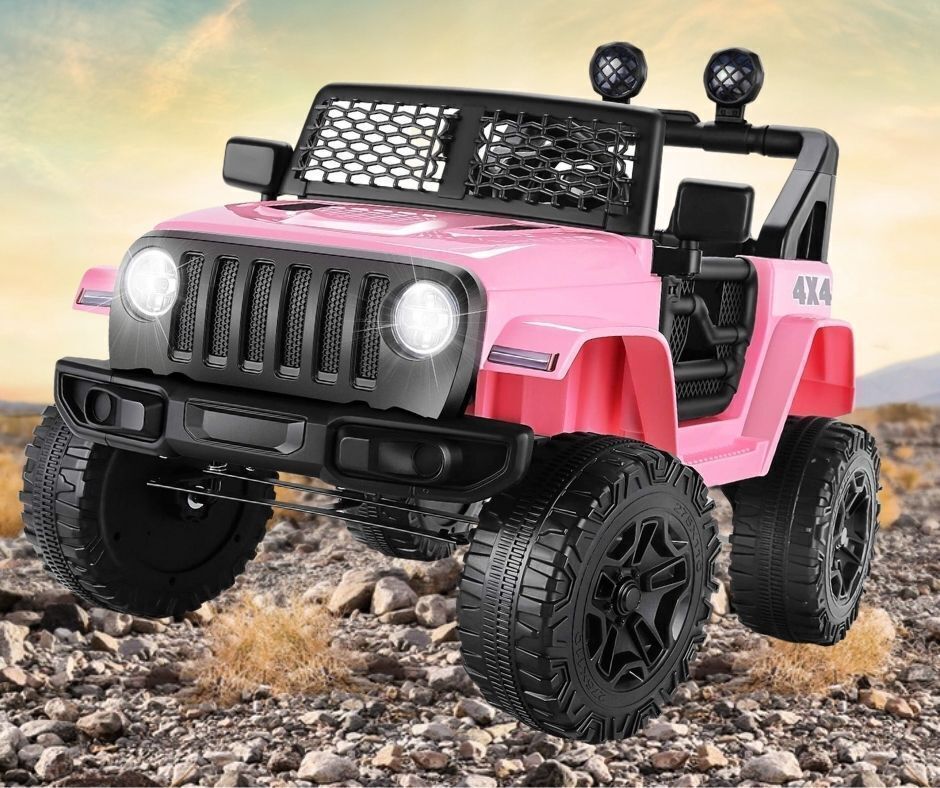 12V Kids Electric Ride-On Jeep Car with Remote Control, Bluetooth, LED Lights, and MP3 Player