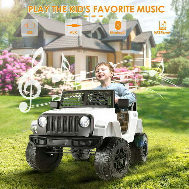 12V Electric Ride-On Jeep Toy Car for Kids with Remote Control, USB, LED Lights, and MP3 Player