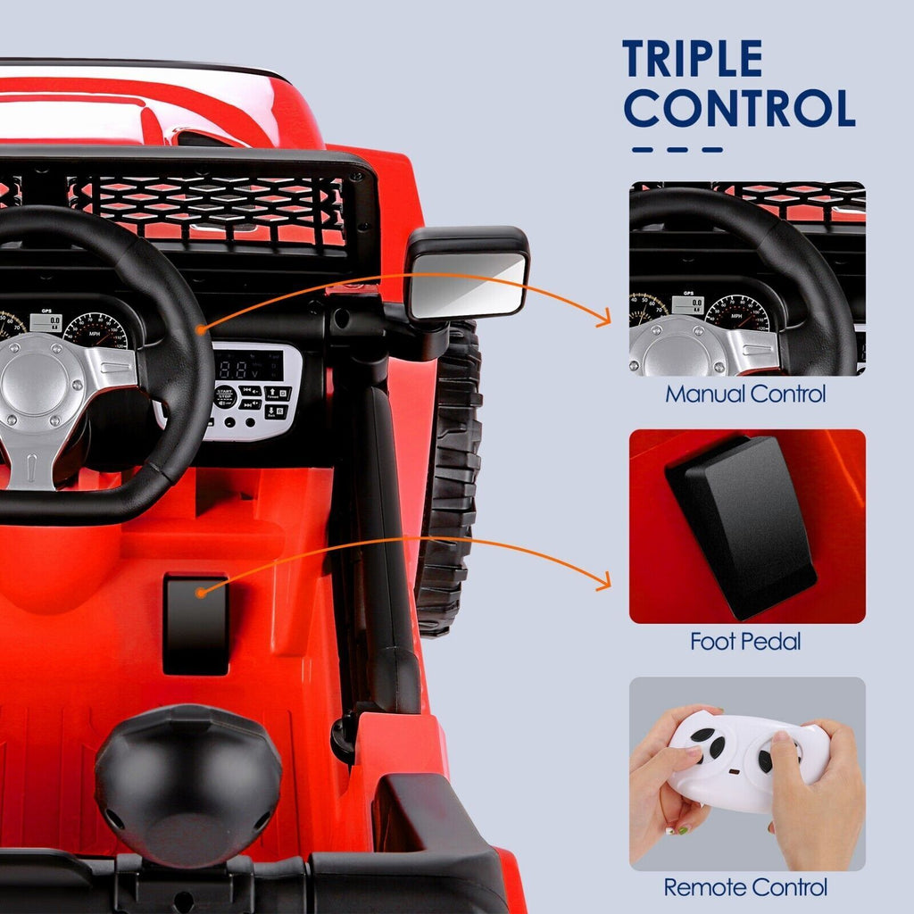 12V Electric Ride-On Jeep Toy Car for Kids with Remote Control, USB, LED Lights, and MP3 Player