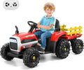 12V Electric Ride-On Tractor with Trailer for Kids, Remote Control Included