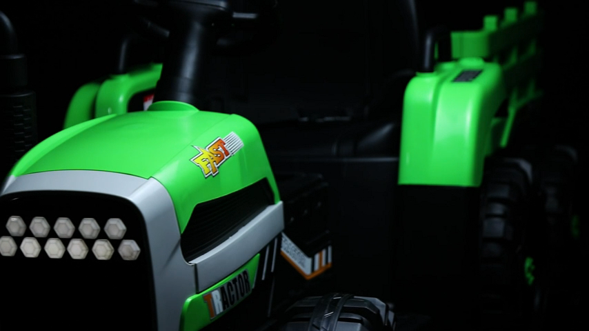 12V Electric Tractor Ride-On Toy Car with Trailer for Kids - Battery Powered