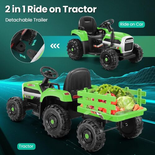 12V Electric Tractor with Trailer Ride-On Toy: Remote Control Fun for Kids!