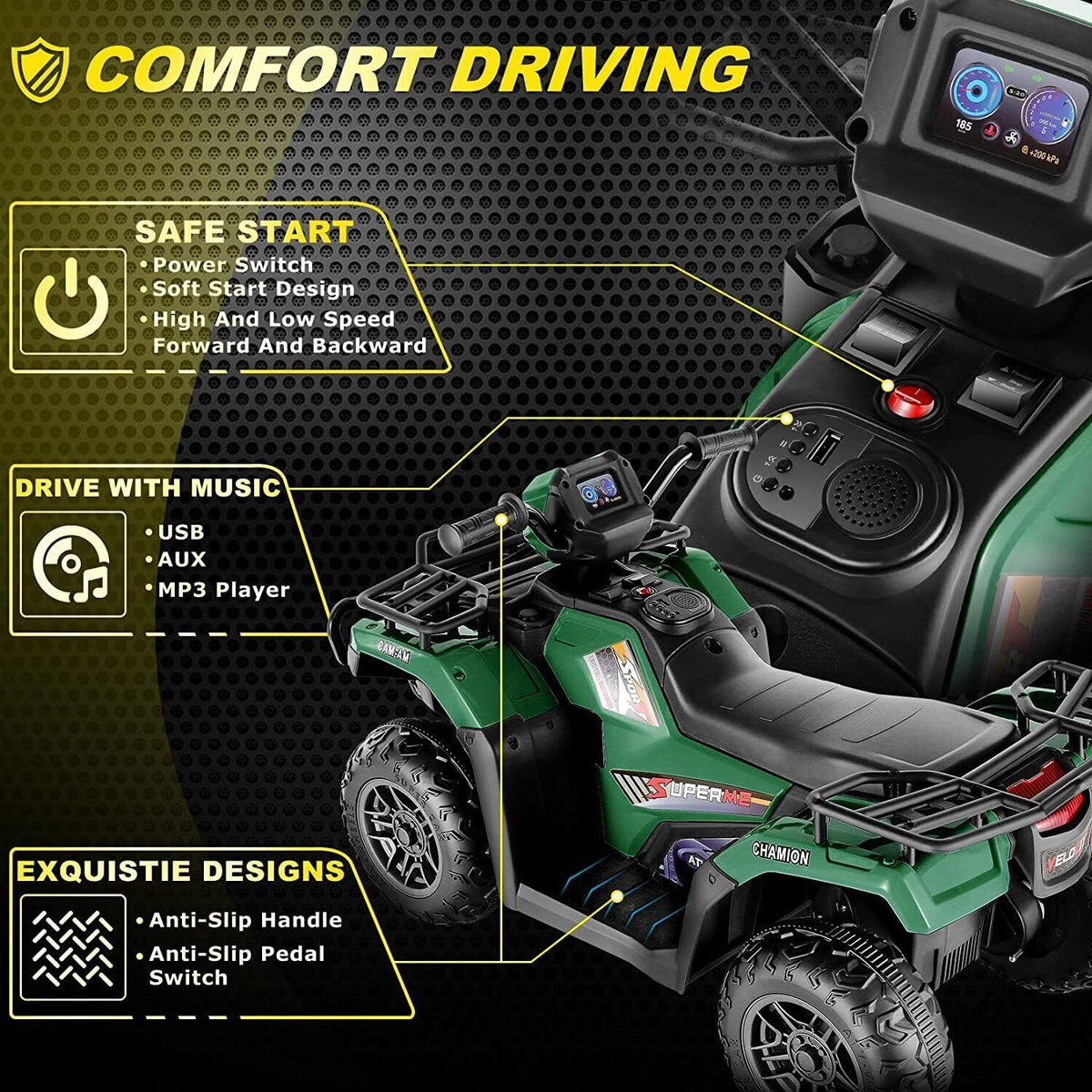 12V Electric Vehicle with Dual Speed and Treaded Tires for an Exciting Ride