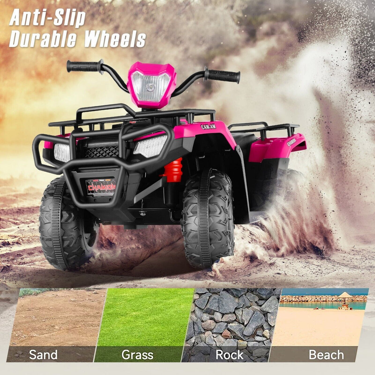 12V Electric Vehicle with High/Low Speed Treaded Tires and LED Lights