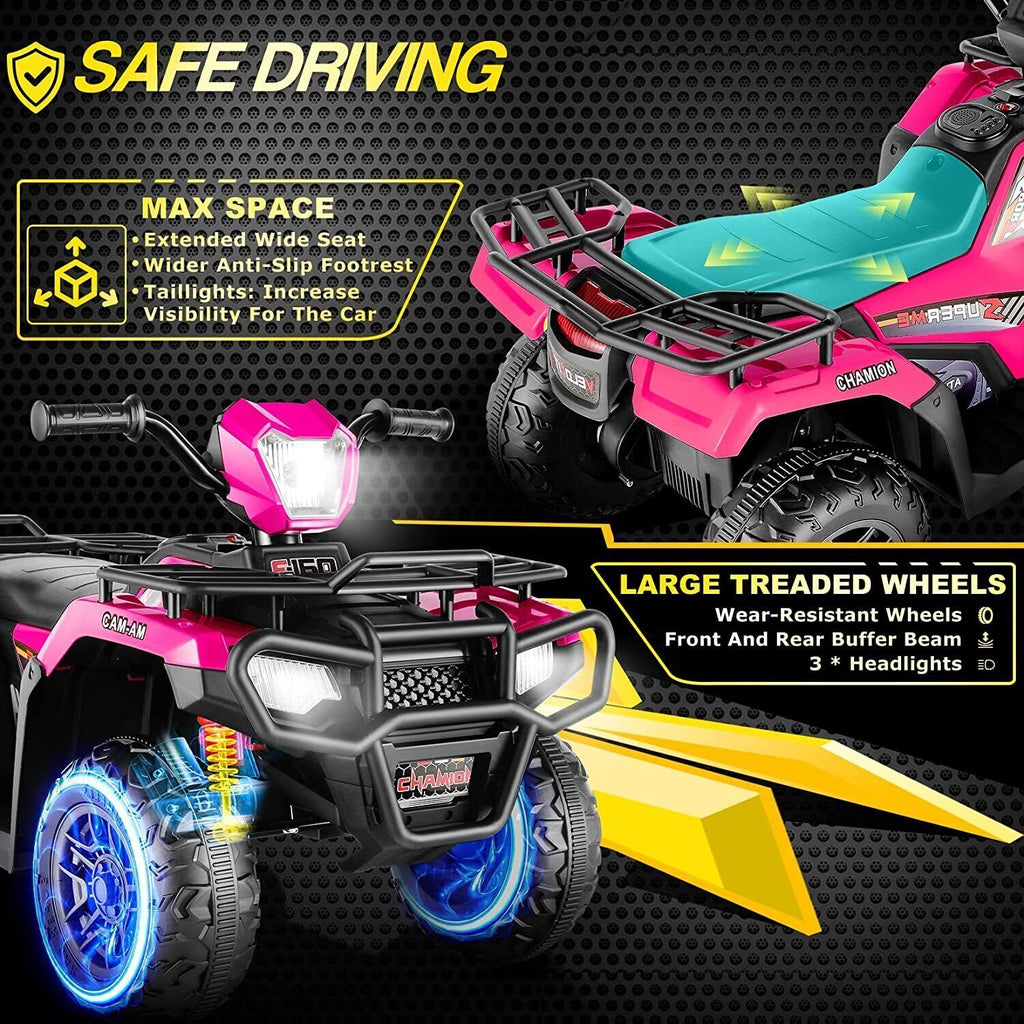 12V Electric Vehicle with High/Low Speed Treaded Tires and LED Lights