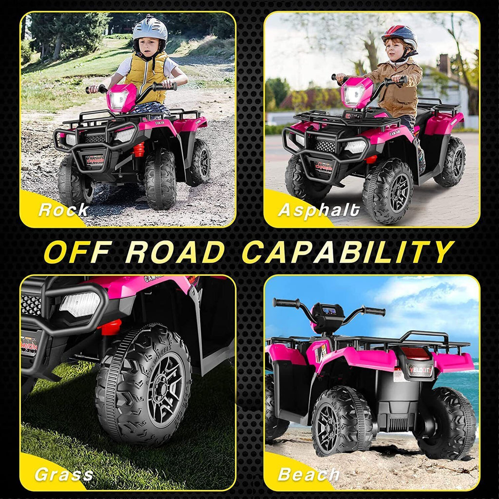 12V Electric Vehicle with High/Low Speed Treaded Tires and LED Lights