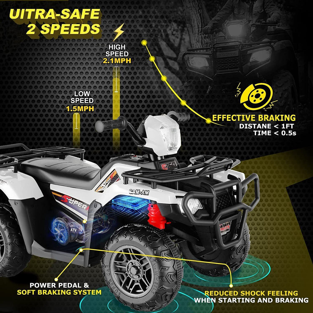 12V Electric Vehicle with High/Low Speed Treaded Tires and LED Lights
