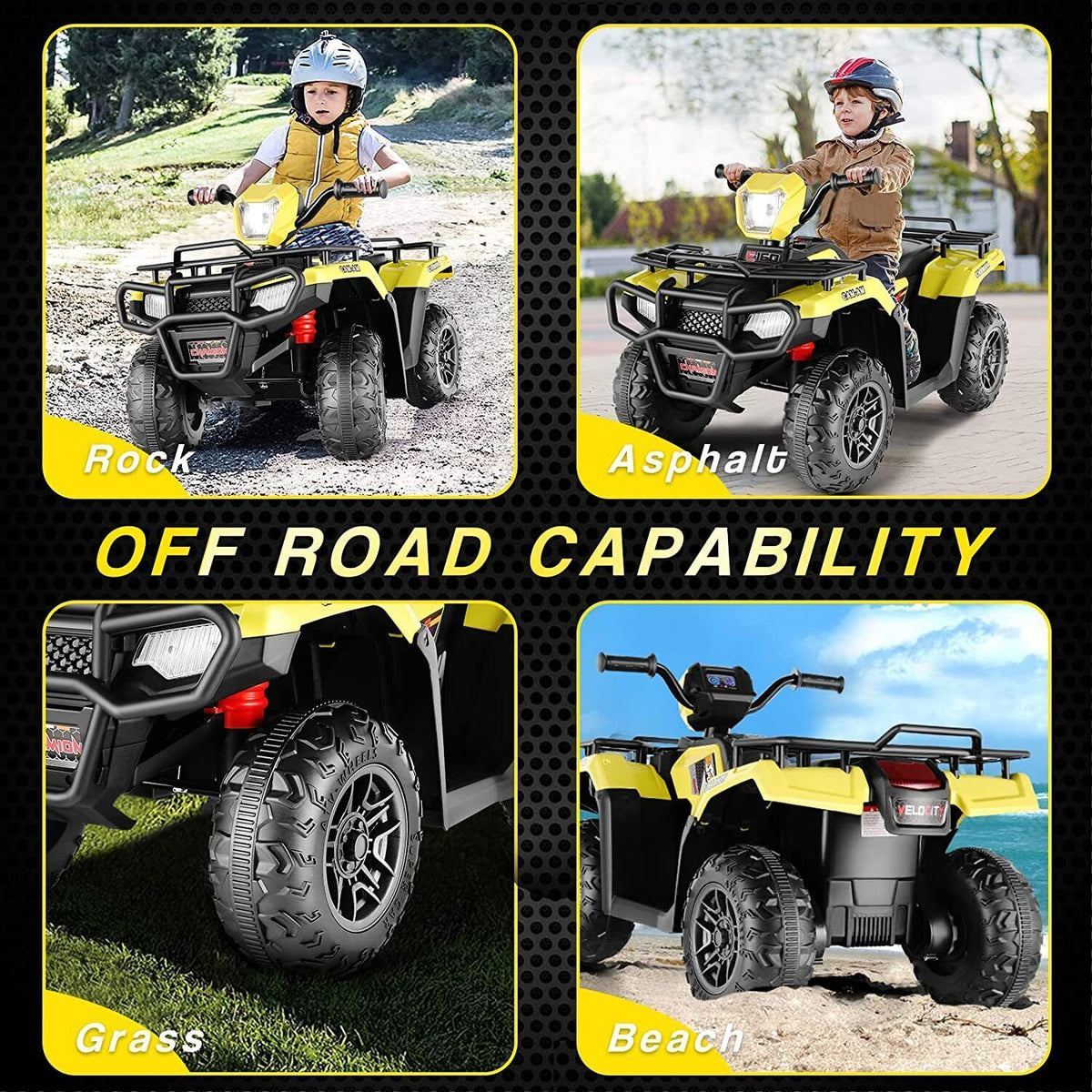 12V Electric Vehicle with High/Low Speed Treaded Tires and LED Lights