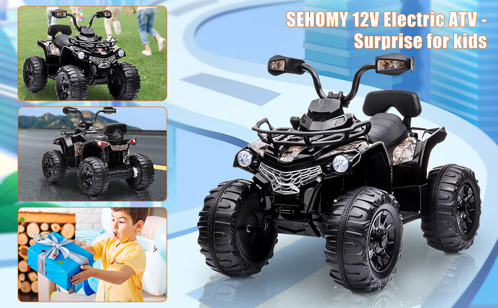 Electric Quad ATV Car for Kids - 12V Battery Powered 4-Wheeler with Fat Tires