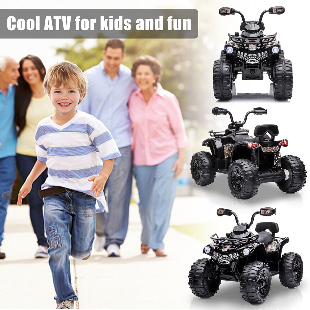 12V Kids Electric ATV 4 Wheeler Quad Toy - Battery Powered in Black
