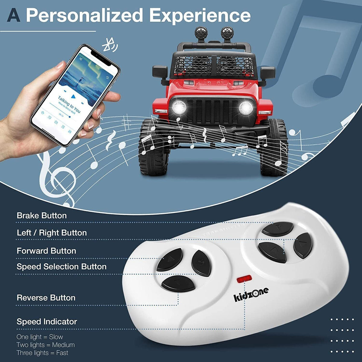 12V Electric Kids Ride On Truck with 3 Speeds, LED Lights, and MP3 Player
