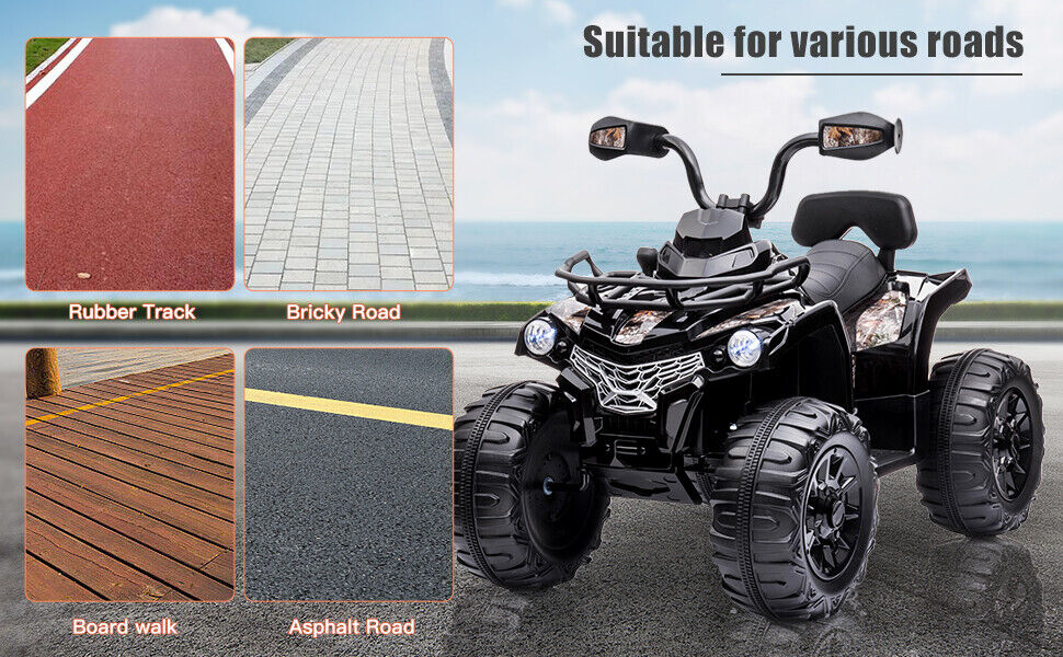 12V Kids ATV Car Truck Toy with LED Lights and Manual Control