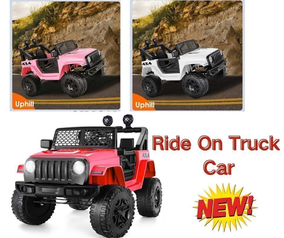 12V Kids Ride-On Truck with Remote Control, LED Lights, and 3 Speed Options