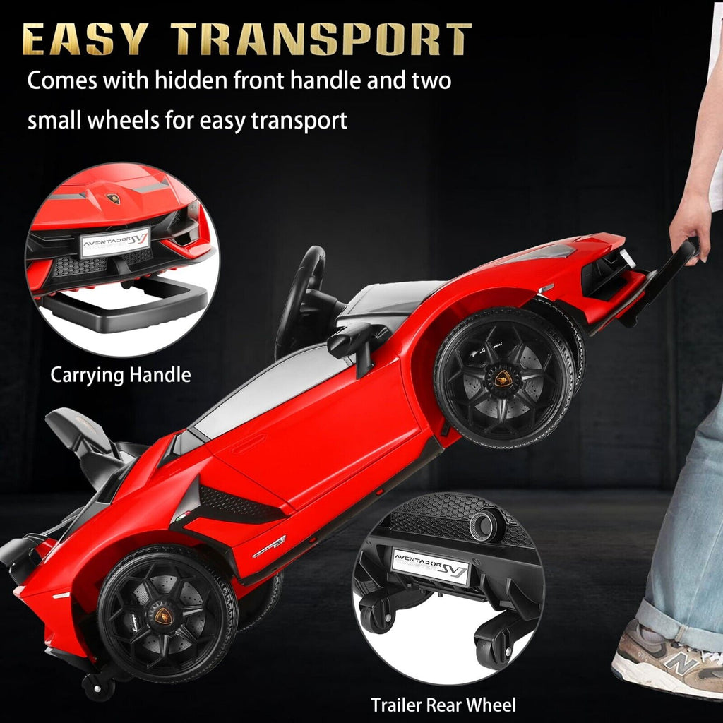 Red Lamborghini Electric Ride On Car for Kids - 12V Battery Powered Toy with 70W Motor