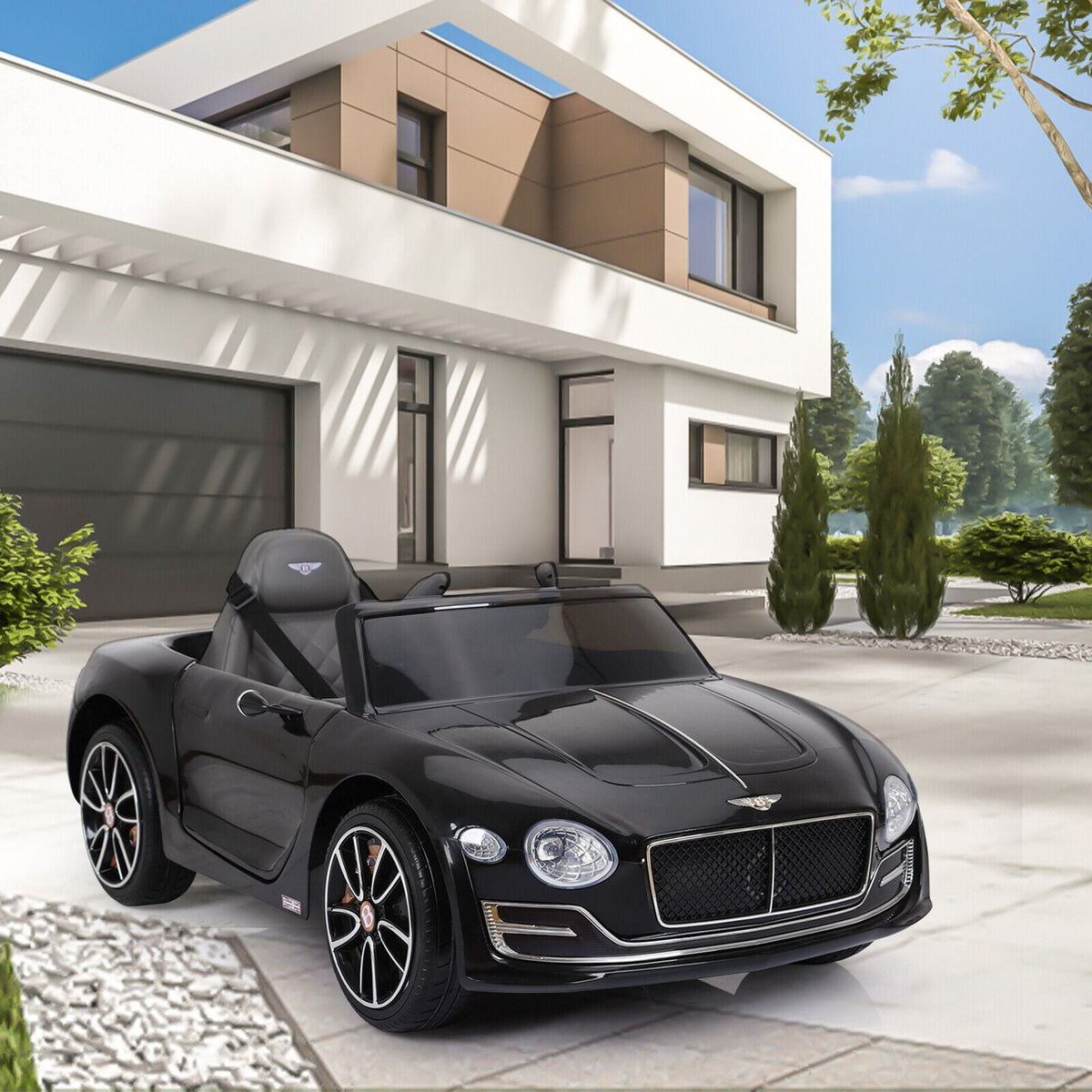 Premium Bentley Style Kids Electric Ride On Car with LED Lights and Remote Control - Black
