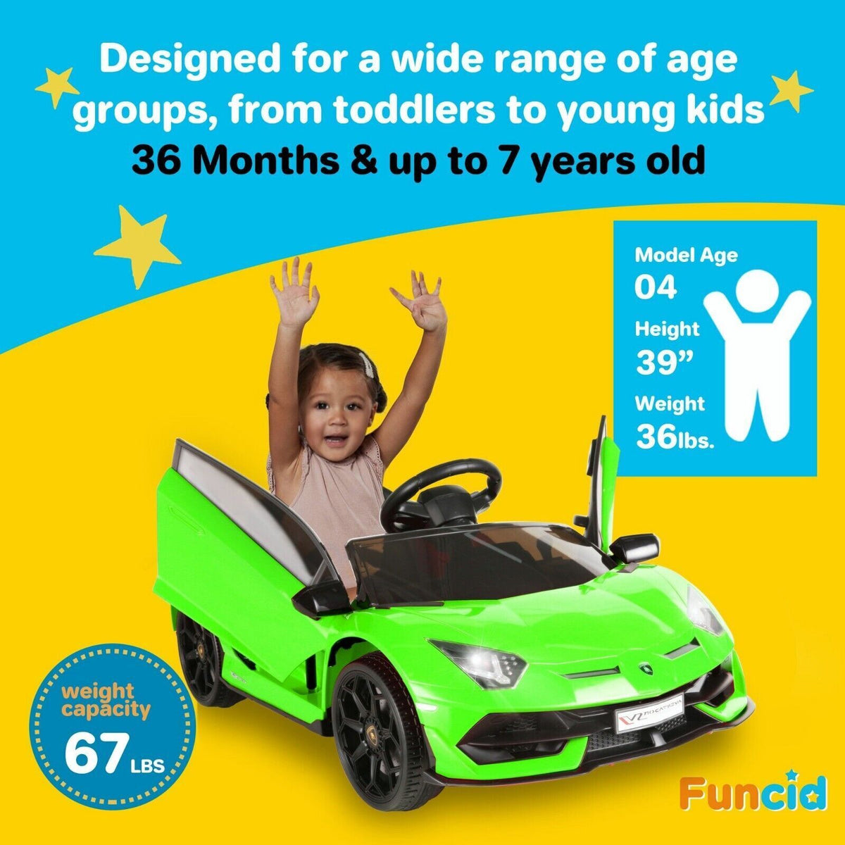 12V Licensed Lamborghini Aventador SVJ Electric Ride-On Car for Kids