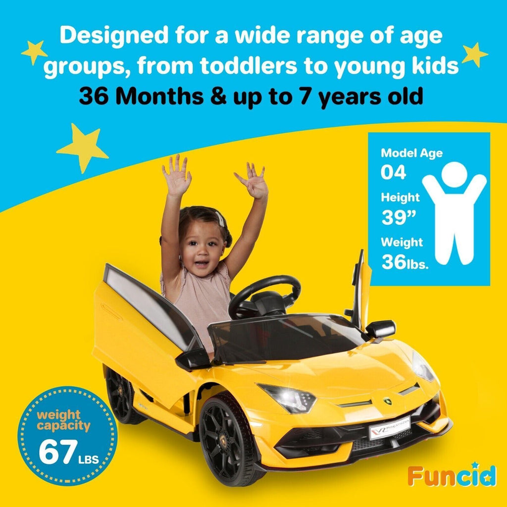 12V Licensed Lamborghini Electric Kids Ride On Car - Yellow