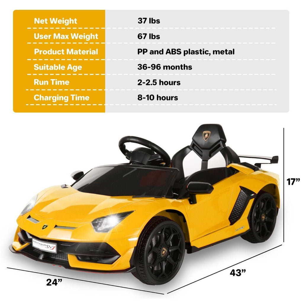 Licensed Lamborghini 12V Electric Ride-On Car with Hydraulic Doors for Kids