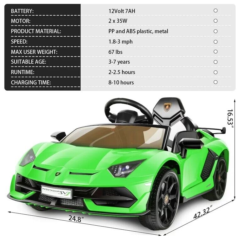 12V Licensed Lamborghini Ride on Car for Kids with Remote Control, MP3, AUX & USB??
