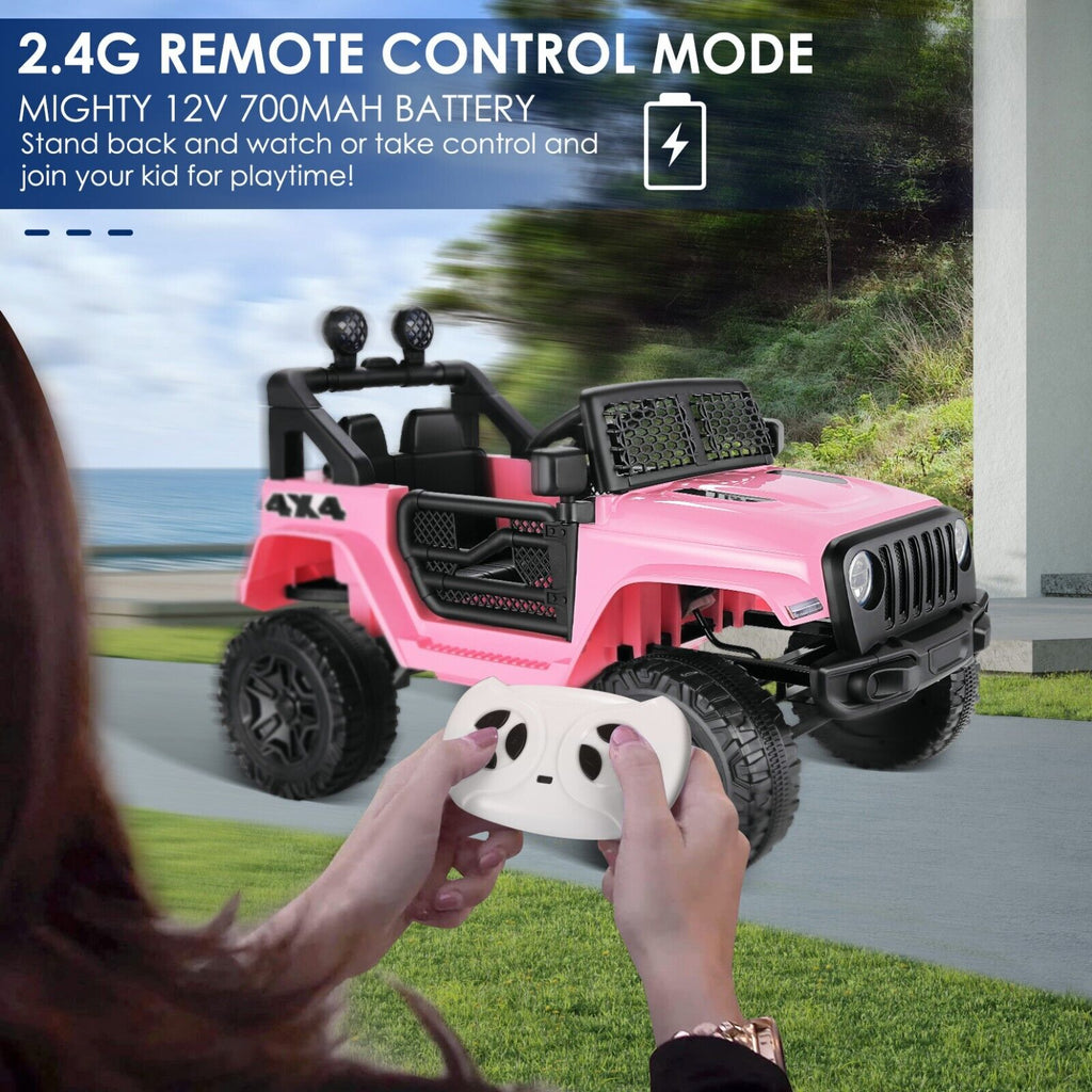 12V Pink Electric Ride-On Car for Kids with Remote Control