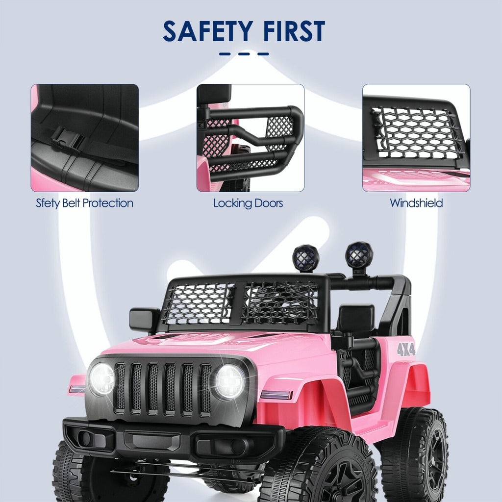 12V Pink Electric Ride-On Car for Kids with Remote Control - Battery Powered Toy Vehicle