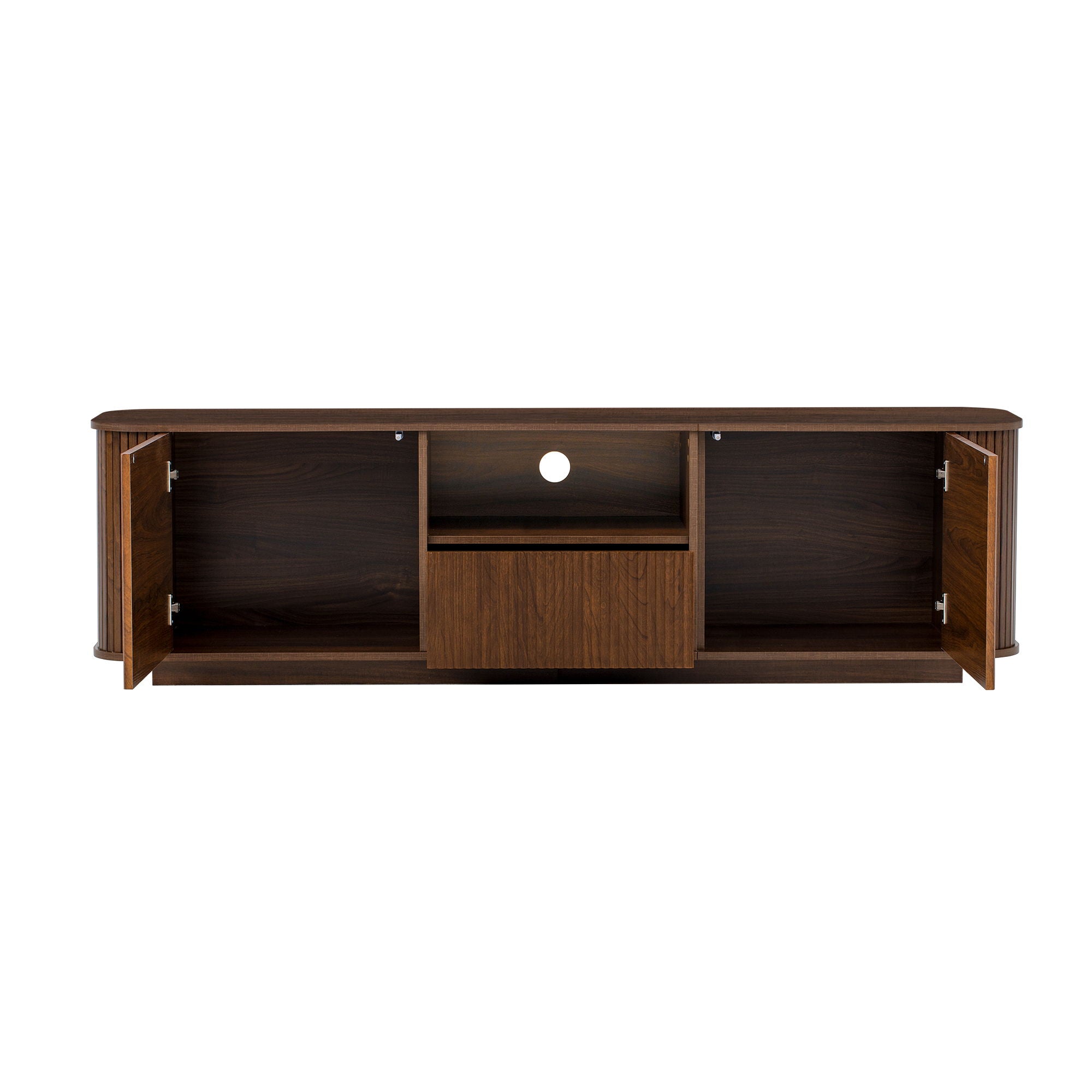 70" TV Stand With Ample Storage, Curved Corners - Dark Brown