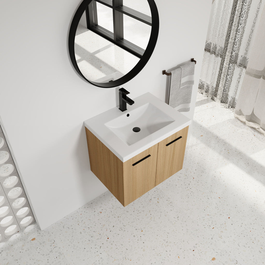 Floating Bathroom Vanity With Sink, Wall Mounted Double Door Storage