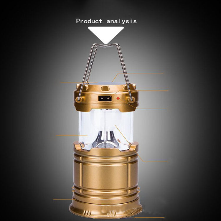 Solar Telescopic Camping Lantern — USB Rechargeable Outdoor Tent Light